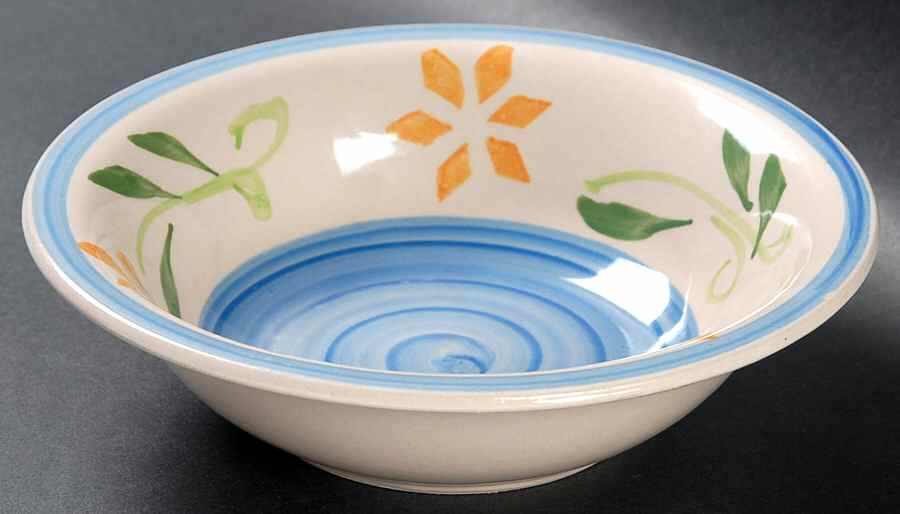 Floral Natalia Blue Soup/Cereal Bowl by Gibson Designs-1