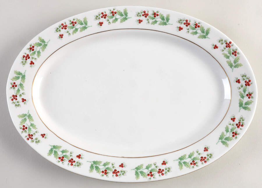 Christmas Harmony 14" Oval Serving Platter by Gibson Designs-1