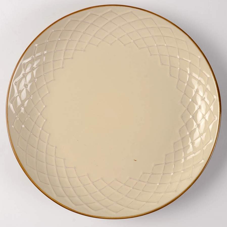 Palladian Weave Cream Dinner Plate by Gourmet Expressions-1