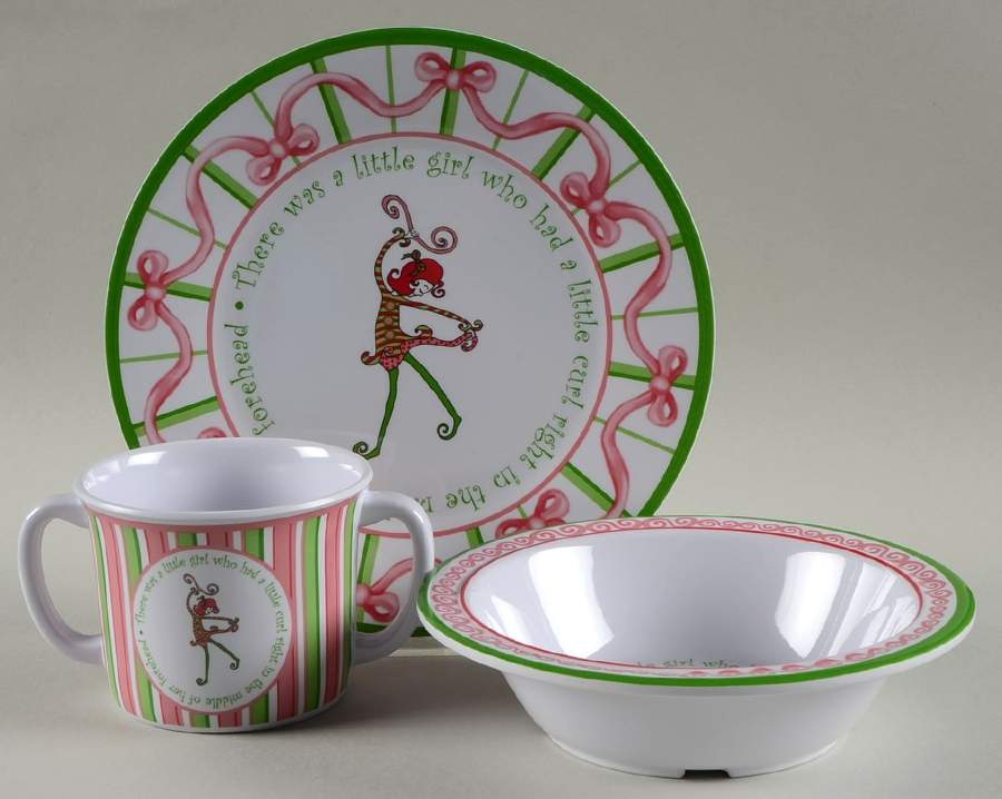 Little Girl with a Curl (3 Piece) Melmac/Melamine Child's Set by Gorham-1