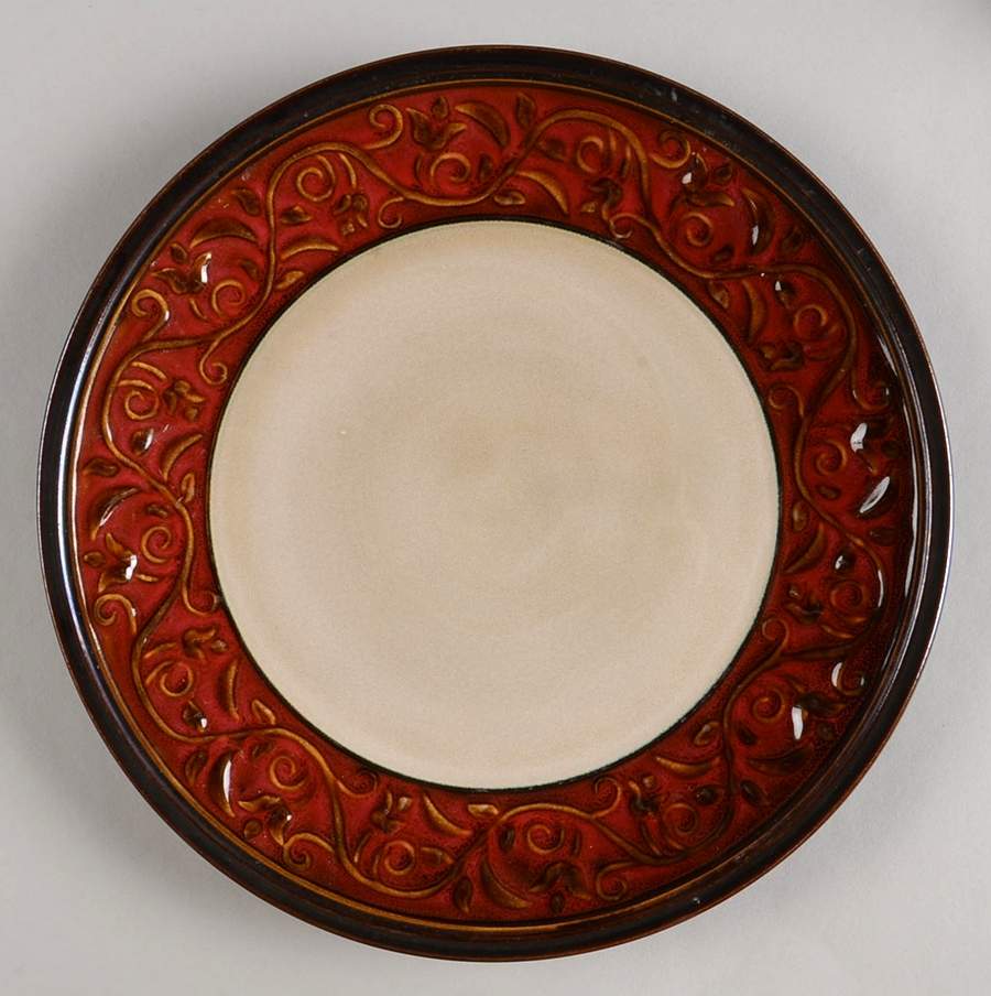 Villa Adriana Burgundy Salad/Dessert Plate by Gibson Designs-1