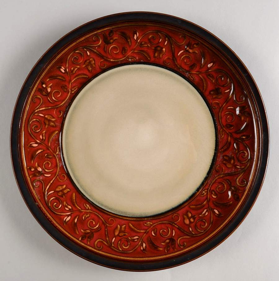 Villa Adriana Burgundy Dinner Plate by Gibson Designs-1