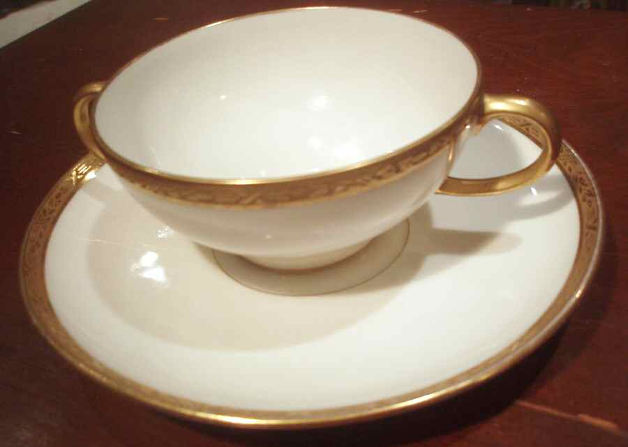 Montiers, The Flat Cream Soup Bowl & Saucer Set by WM Guerin-1