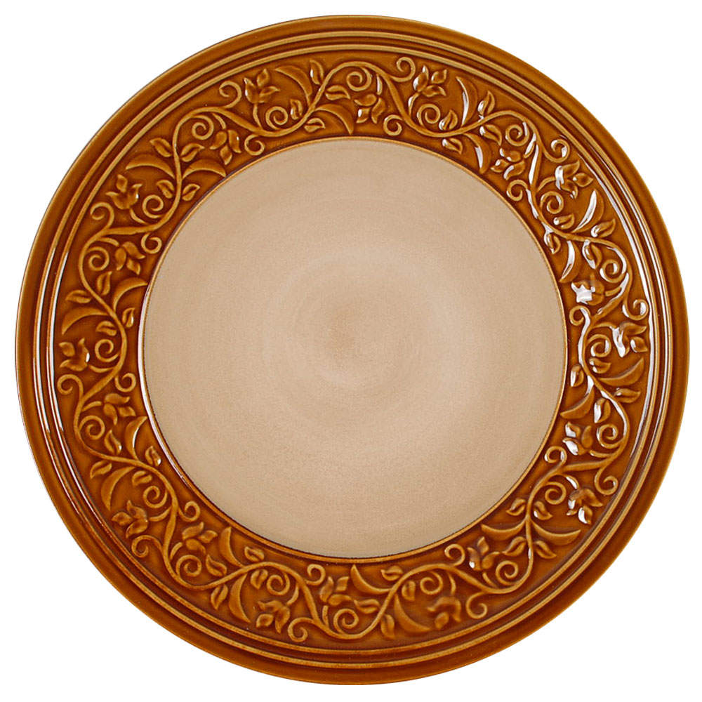 Villa Adriana Tan 12" Chop Plate (Round Platter) by Gibson Designs-1