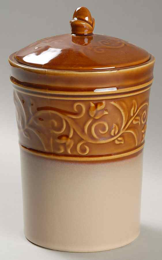 Villa Adriana Tan Small Canister & Lid by Gibson Designs-1