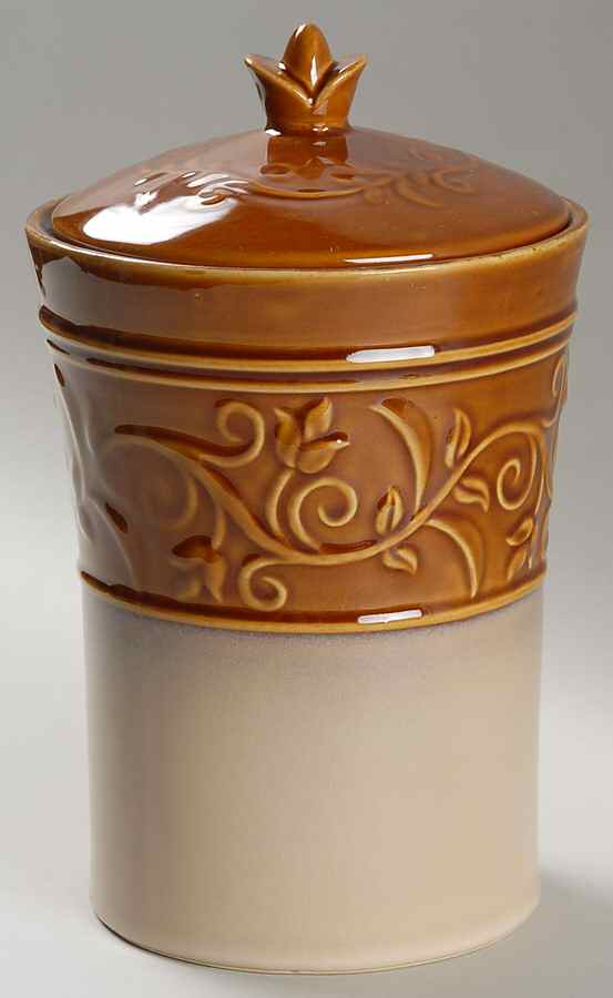 Villa Adriana Tan Medium Canister & Lid by Gibson Designs-1