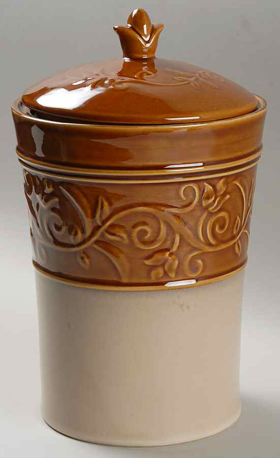 Villa Adriana Tan Large Canister & Lid by Gibson Designs-1