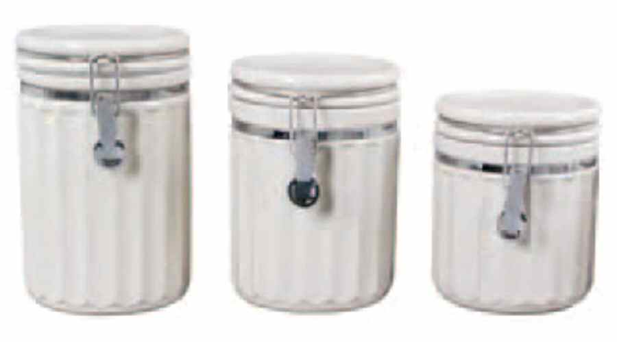 Montcrest White Hinged Lid Canister - Set of 3 by Gibson Designs-1