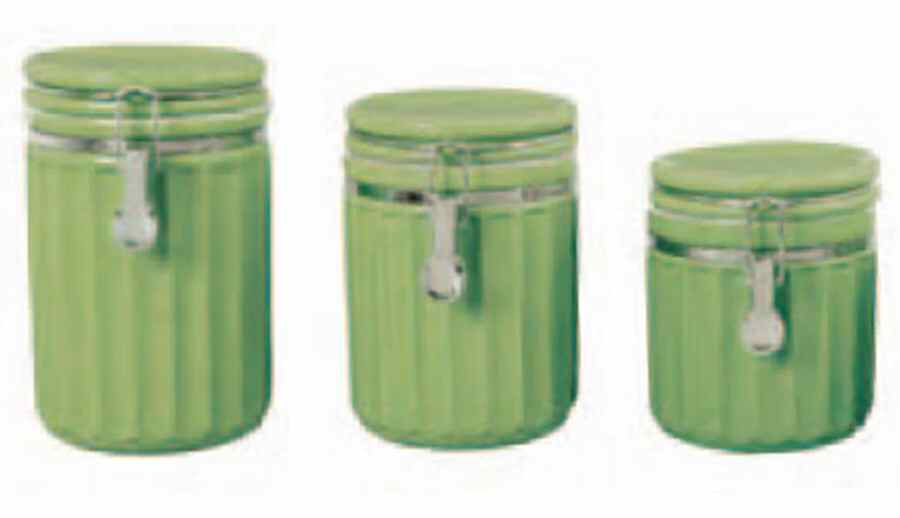 Montcrest Green Hinged Lid Canister - Set of 3 by Gibson Designs-1