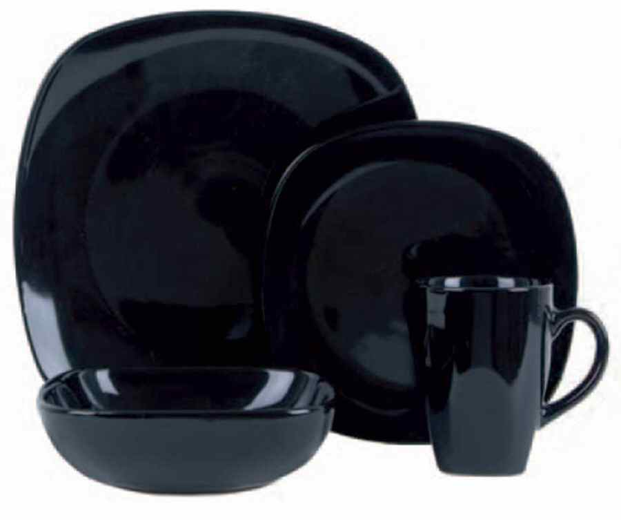 Quarto Black Dinner Plate by Gibson Designs-1