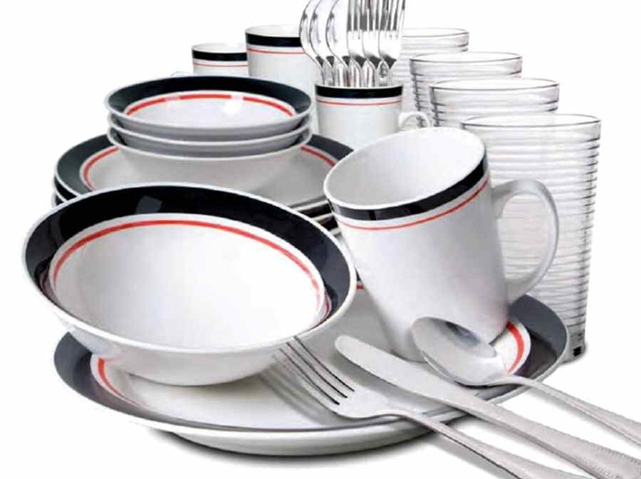 Basic Living Black Rose Dinner Plate by Gibson Designs-1
