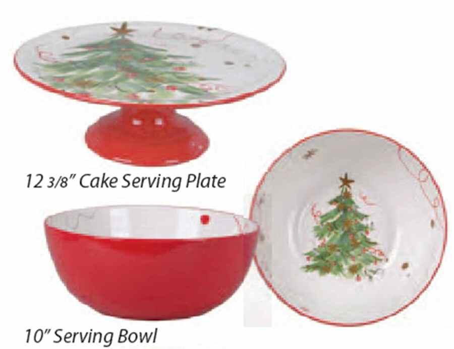 Christmas Nostalgia 12" Diameter Pedestal Cake Stand by Gibson Designs-1