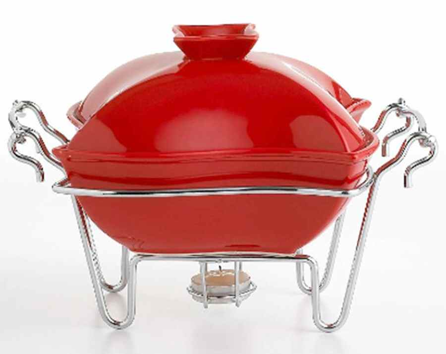 Siena 1 Qt Square Covered Casserole & Metal Stand by Godinger-1