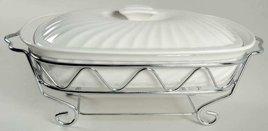 Siena 2 Qt Rectangular Casserole with Lid & Metal Holder by Godinger-1