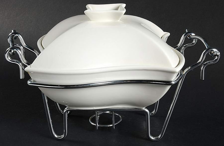 Siena 1 Qt Square Covered Casserole & Metal Stand by Godinger-1