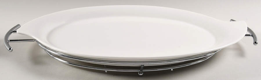 Natural Curve 16" Oval Platter & Metal Stand by Godinger-1