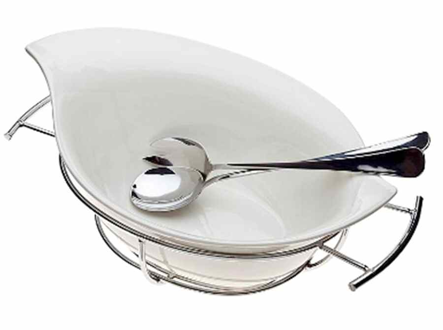 Natural Curve 4pc Salad Set (SB9, Metal Servers & Stand) by Godinger-1