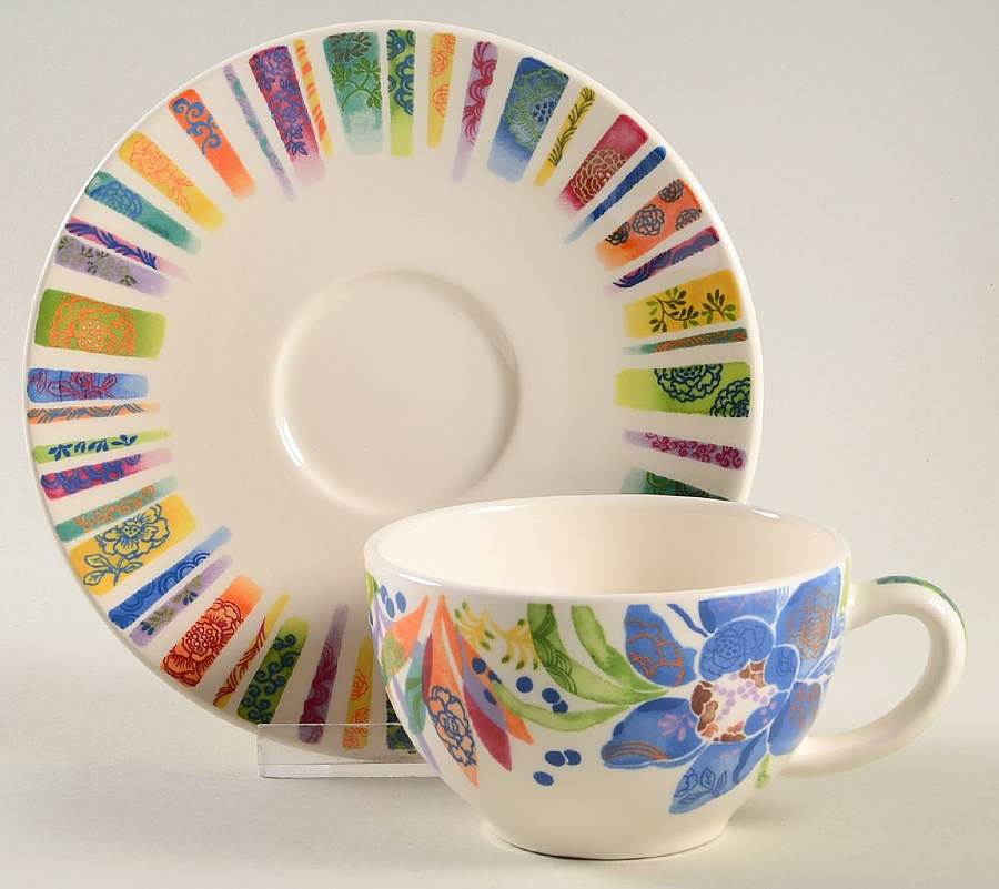 Eden Flat Cup & Saucer Set by Faiencerie De Gien-1