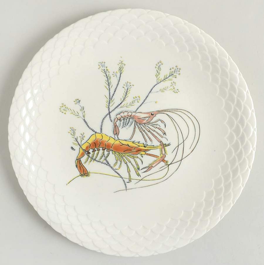 Grand Crustaces (Embossed Scale Border) Dinner Plate by Faiencerie De Gien-1