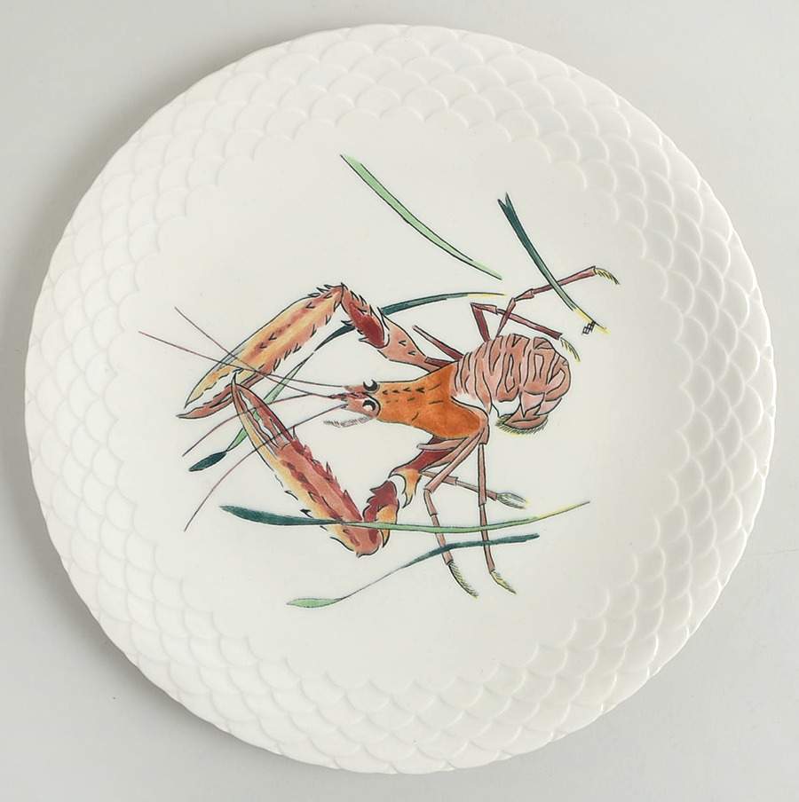 Grand Crustaces (Embossed Scale Border) Dinner Plate by Faiencerie De Gien-1