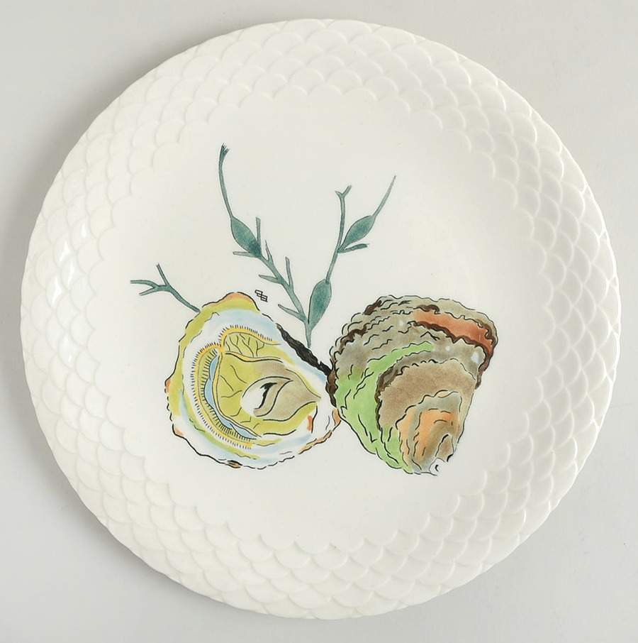 Grand Crustaces (Embossed Scale Border) Dinner Plate by Faiencerie De Gien-1