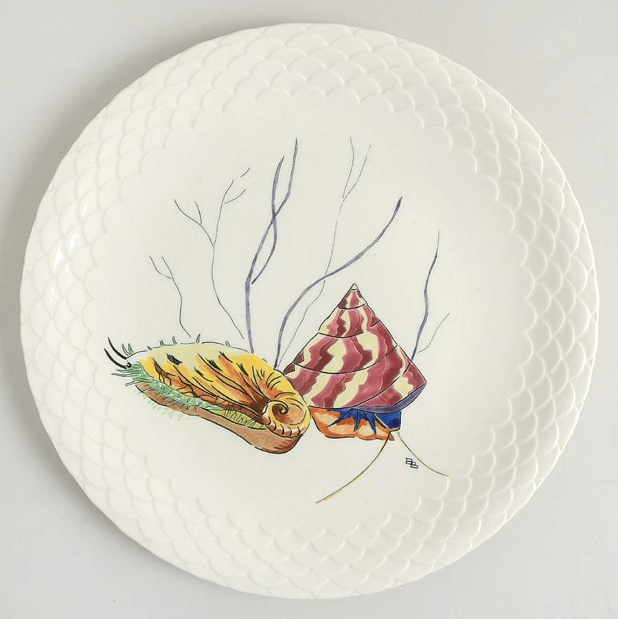 Grand Crustaces (Embossed Scale Border) Dinner Plate by Faiencerie De Gien-1