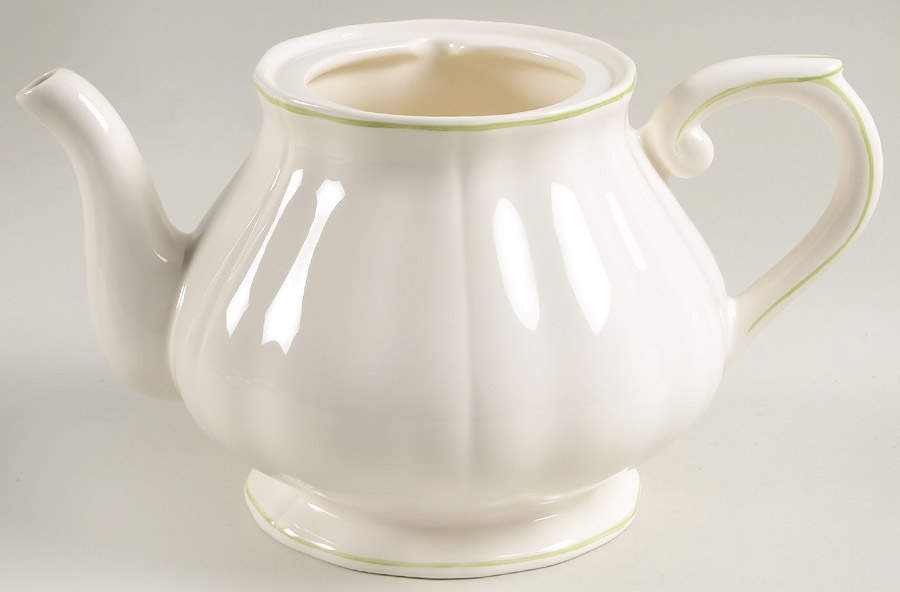 Filets Vert (GREEN) Teapot No Lid by Faiencerie De Gien-1