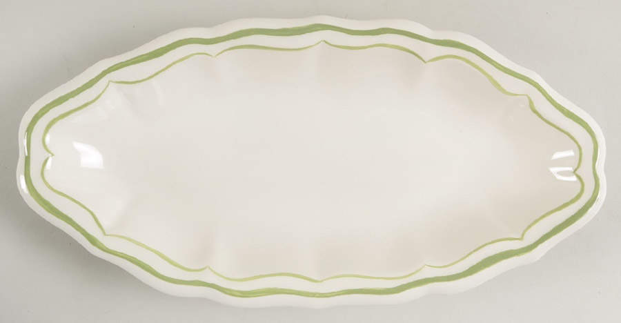 Filets Vert (GREEN) Pickle Dish by Faiencerie De Gien-1