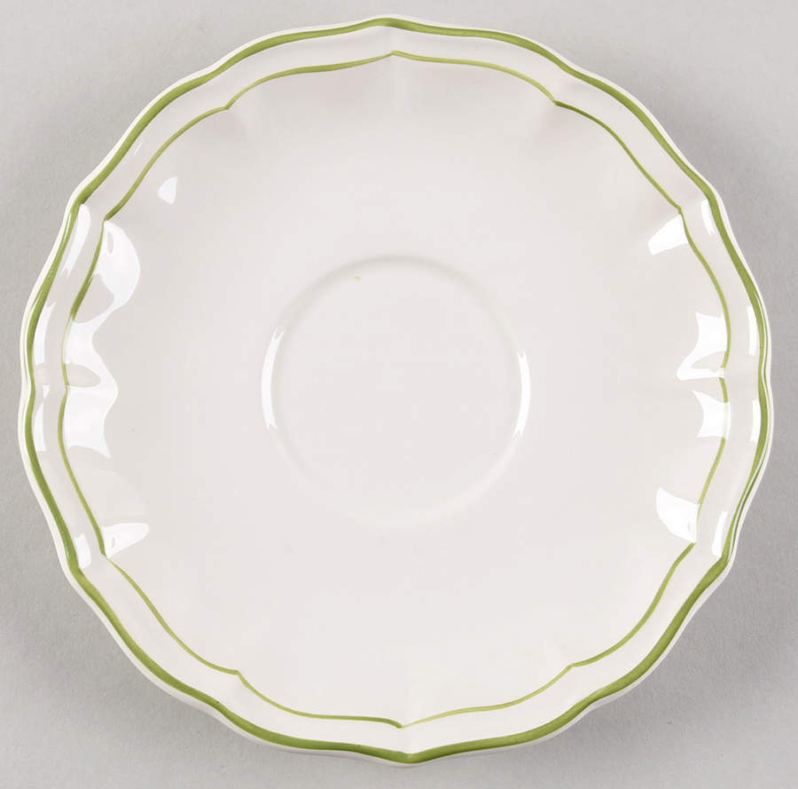Filets Vert (GREEN) Saucer for Jumbo Cup by Faiencerie De Gien-1