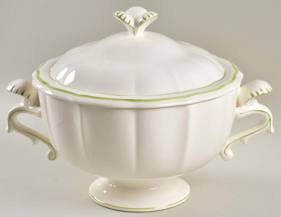Filets Vert (GREEN) Tureen &  Lid by Faiencerie De Gien-1