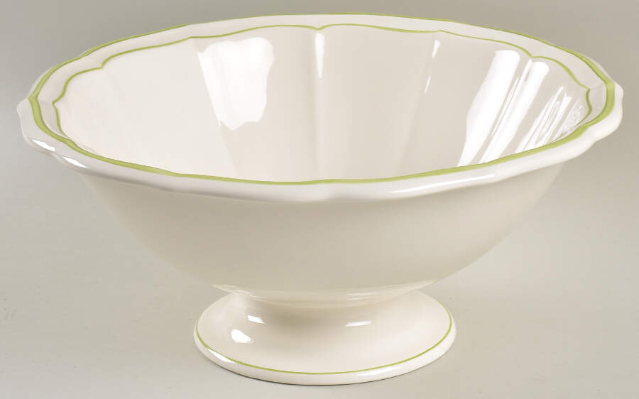 Filets Vert (GREEN) 11" Round Vegetable Bowl by Faiencerie De Gien-1