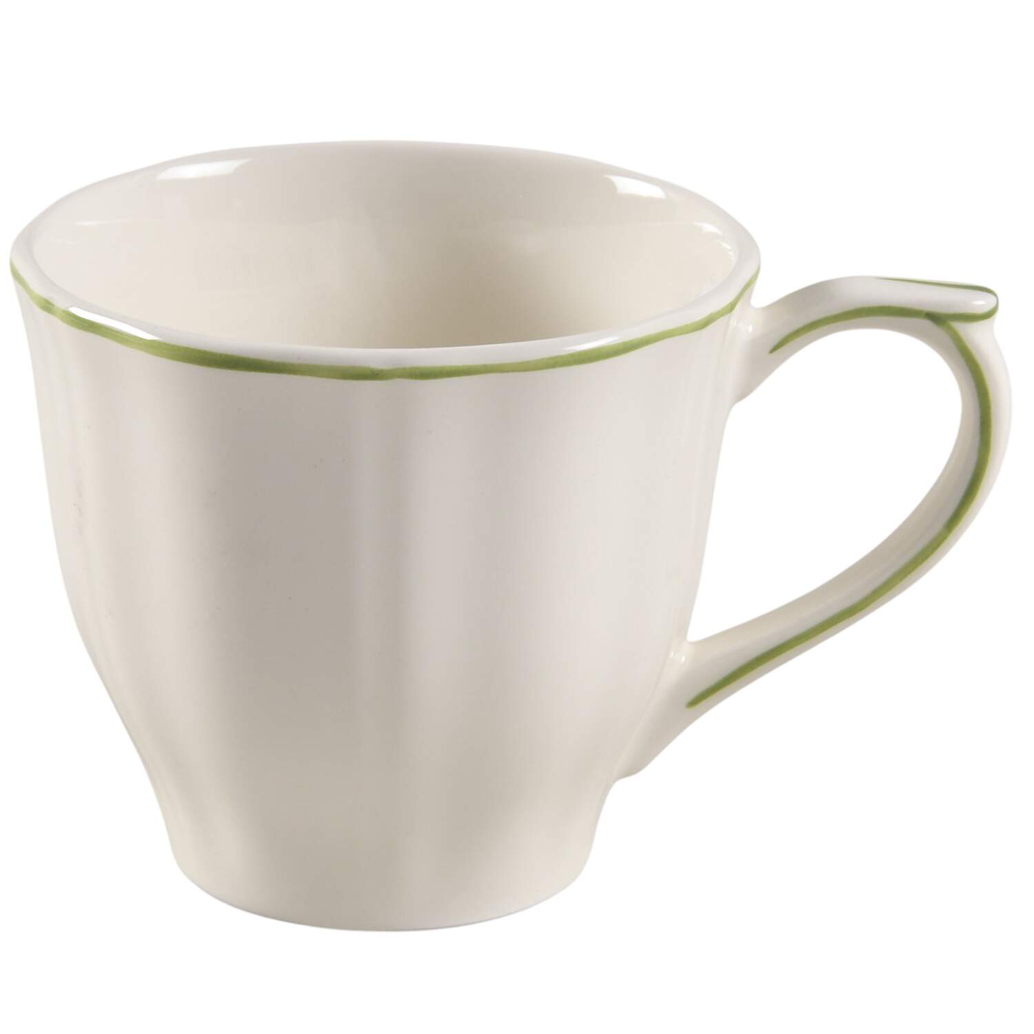 Filets Vert (GREEN) Flat Cup by Faiencerie De Gien-1