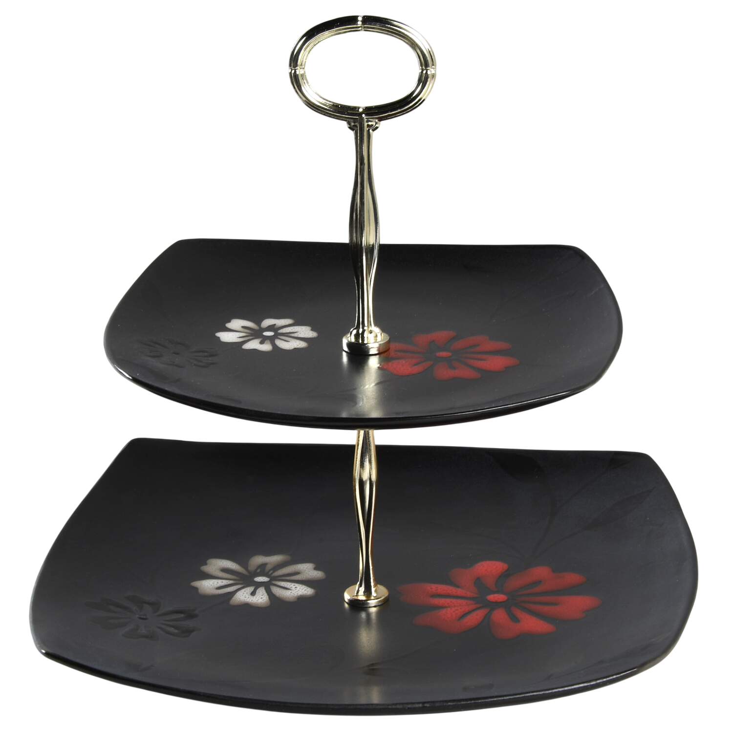 Evening Blossom 6 5/8"-10"  2 Tiered Serving Tray (Dp, Sp) HC by Gibson Designs-1