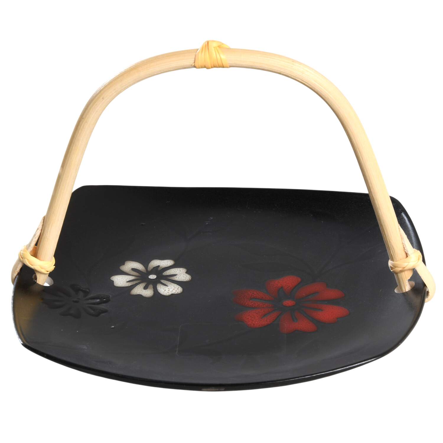 Evening Blossom 5 3/8"-5 5/8" Bamboo Handled Serving Plate  HC by Gibson Designs-1