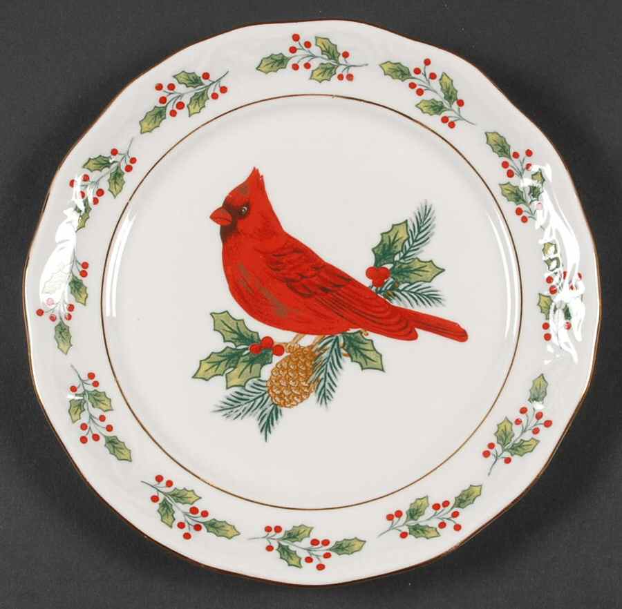Holiday Cardinals Bread & Butter Plate by Gibson Designs-1