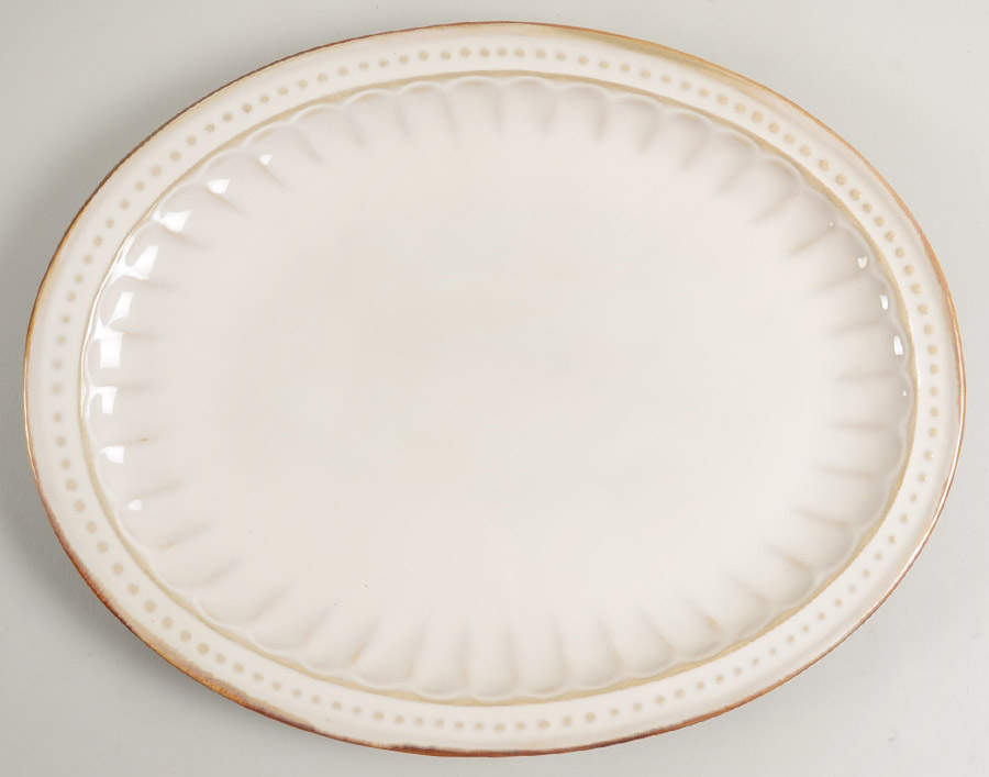 Braedon Cream 13" Oval Serving Platter by Gibson Designs-1