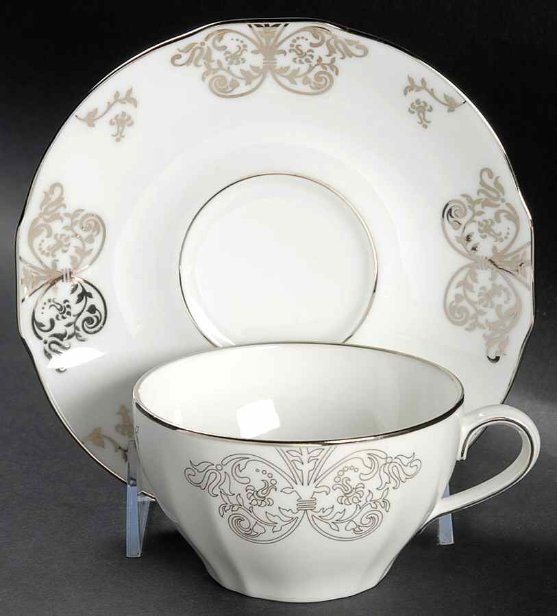 Grisaille Silver Flat Cup & Saucer Set by Ginori 1735-1