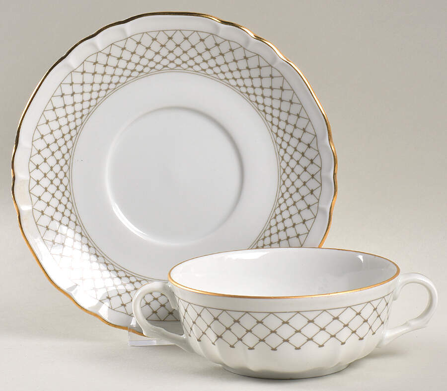 GIN290 Flat Cream Soup Bowl & Saucer Set by Ginori 1735-1