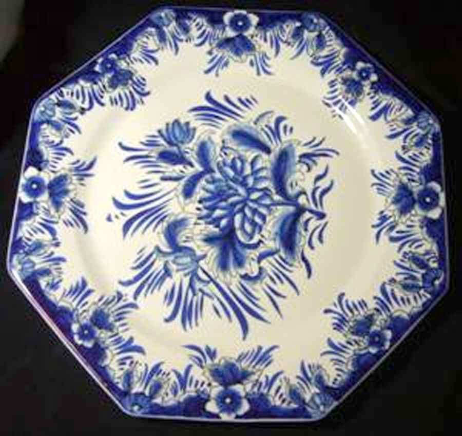 Empress Blue White 13" Octagonal Serving Platter by Godinger-1