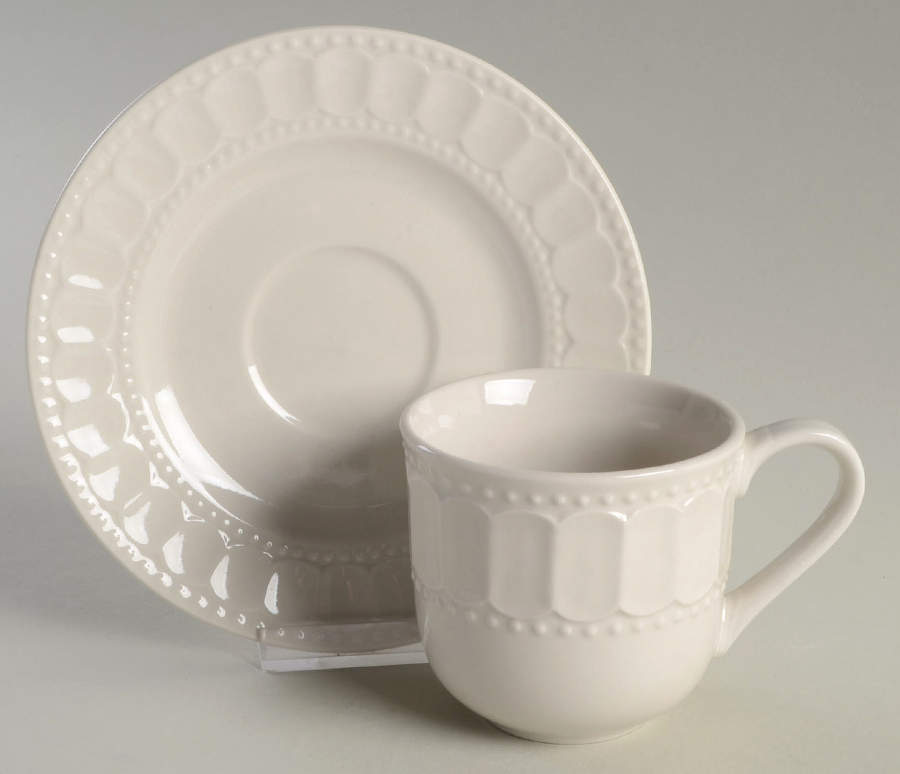Regalia Gray Flat Cup & Saucer Set by Gibson Designs-1