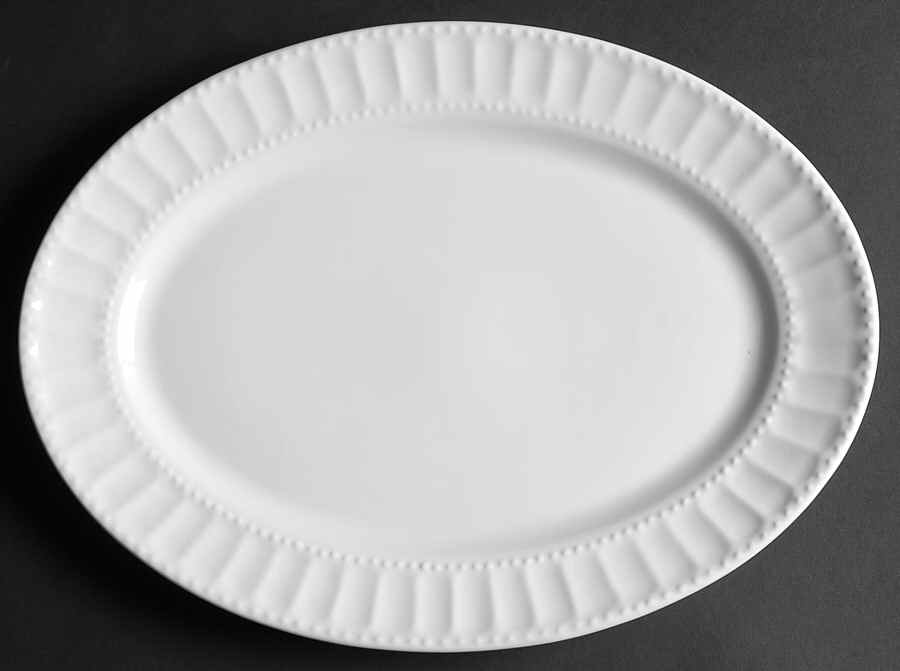 Regalia Gray 14" Oval Serving Platter by Gibson Designs-1