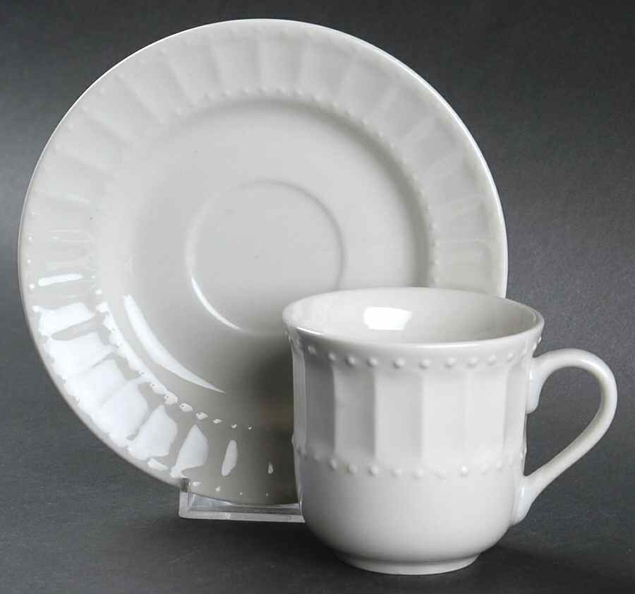 Regalia Gray Flat Cup & Saucer Set by Gibson Designs-1