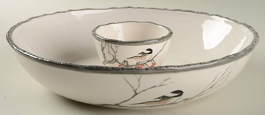 Winter Chickadee (2 Piece) Chip & Dip Set by Global Design Connections-1