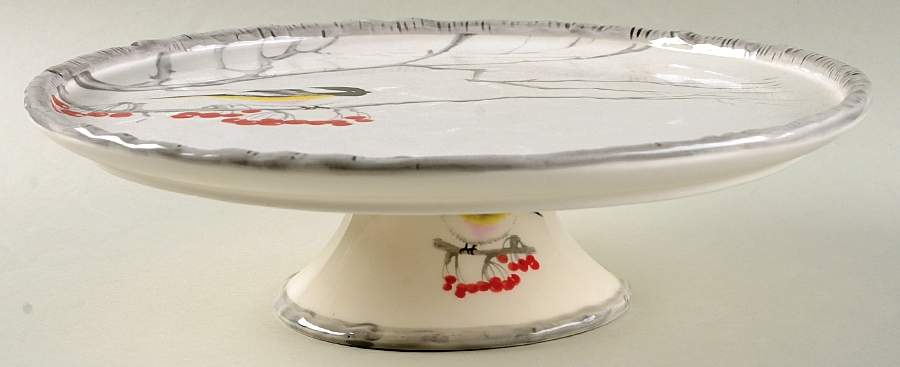 Winter Chickadee 12" Diameter Pedestal Cake Stand by Global Design Connections-1