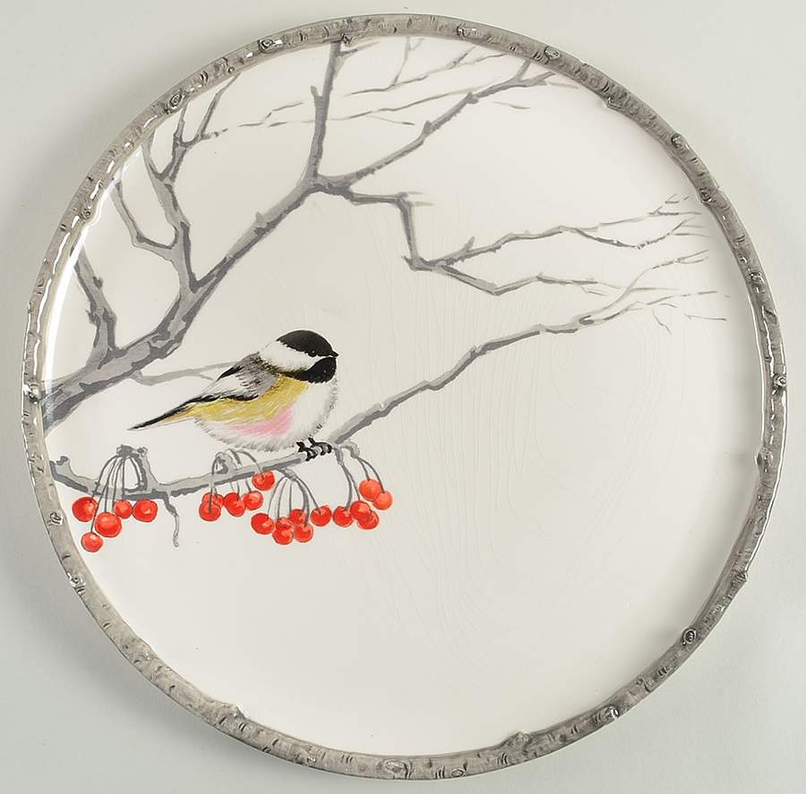 Winter Chickadee 14" Chop Plate (Round Platter) by Global Design Connections-1