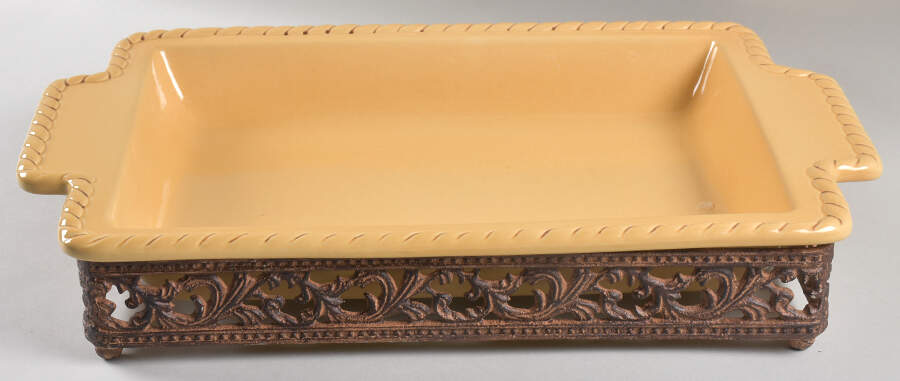 Yellow 19" Rectangular Baker w/Metal Stand by GG Collection-1