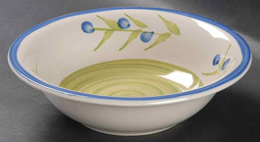 Floral Natalia Green Soup/Cereal Bowl by Gibson Designs-1