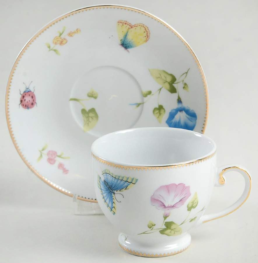 Morning Glory Footed Cup & Saucer Set by Godinger-1