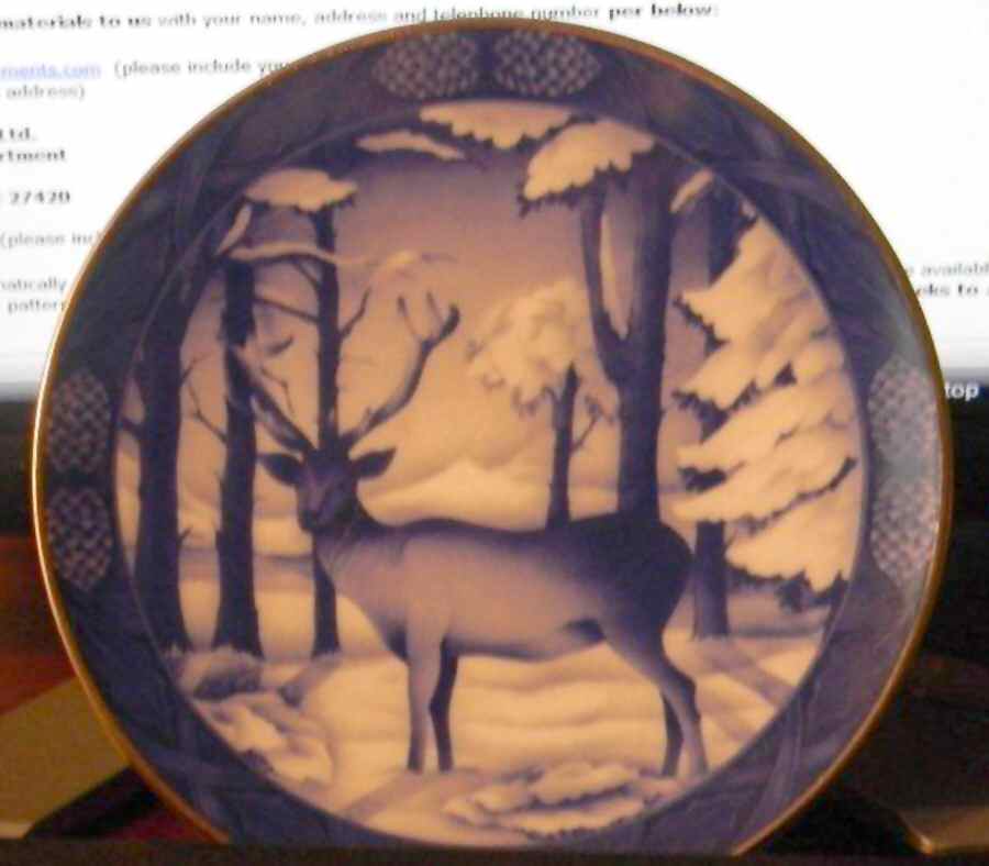 Blue Christmas Deer Plate Wall by Gloria Porcelain-1