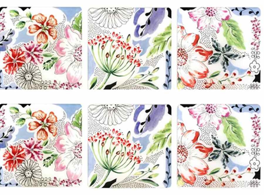 Flora Square Melamine Coaster by Faiencerie De Gien-1